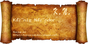 Kőnig Nándor névjegykártya